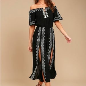 NWT Black embroidered off the shoulder jumpsuit